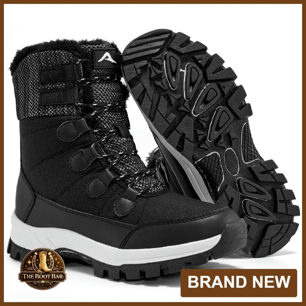 Warm Waterproof Snow Boots Women's Mid Calf Winter Shoes Non Slip
